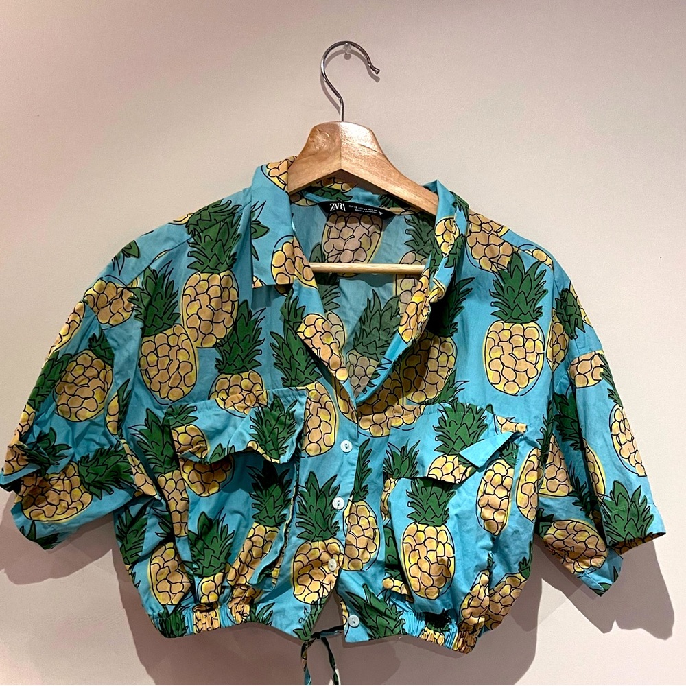 Zara XS-L Adjustable pineapple crop top